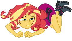 Size: 2058x1164 | Tagged: safe, artist:gmaplay, sunset shimmer, equestria girls, equestria girls specials, g4, my little pony equestria girls: better together, my little pony equestria girls: forgotten friendship, on ground, simple background, solo, transparent background, vector