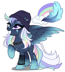 Size: 1000x1110 | Tagged: safe, artist:gihhbloonde, oc, oc only, pegasus, pony, base used, choker, female, heterochromia, hoof fluff, magical lesbian spawn, mare, offspring, parent:night glider, parent:rainbow dash, parents:nightdash, simple background, solo, spiked choker, transparent background