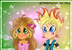 Size: 1938x1354 | Tagged: safe, artist:cindystarlight, artist:lumi-infinite64, human, equestria girls, g4, barely eqg related, base used, cartoon network, clothes, crossover, ear piercing, earring, equestria girls style, equestria girls-ified, female, flora (winx club), flower, flower in hair, jewelry, johnny test, johnny test (character), male, necklace, piercing, winx club