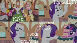 Size: 2000x1125 | Tagged: safe, edit, edited screencap, editor:quoterific, screencap, applejack, gustave le grande, pinkie pie, rarity, twilight sparkle, earth pony, griffon, pony, unicorn, g4, mmmystery on the friendship express, >:), amused, applebutt, applejack's hat, butt, cowboy hat, drama queen, eyes closed, female, hat, male, mare, plot, rarity being rarity, smiling, unicorn twilight