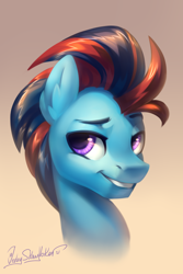 Size: 2000x3000 | Tagged: safe, artist:jedayskayvoker, oc, oc only, oc:andrew swiftwing, pegasus, pony, bust, eyebrows, gradient background, icon, looking at you, male, portrait, solo