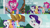 Size: 2000x1125 | Tagged: safe, edit, edited screencap, editor:quoterific, screencap, applejack, fluttershy, pinkie pie, rainbow dash, rarity, twilight sparkle, alicorn, earth pony, pegasus, pony, unicorn, g4, yakity-sax, applejack's hat, bipedal, covering ears, cowboy hat, eyes closed, gritted teeth, hat, mane six, musical instrument, nos no, open mouth, twilight sparkle (alicorn), yovidaphone