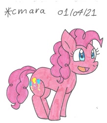 Size: 788x905 | Tagged: safe, artist:cmara, pinkie pie, earth pony, pony, g4, female, mare, open mouth, simple background, solo, traditional art, white background