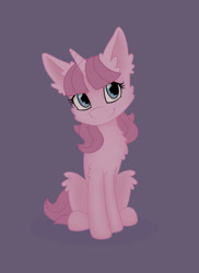 Size: 1280x1756 | Tagged: safe, artist:rubisiek, oc, oc only, pony, unicorn, fluffy, looking at you, simple background, sitting, solo