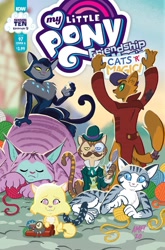 Size: 1318x2000 | Tagged: safe, artist:tony fleecs, idw, admiral fluffington, capper dapperpaws, chummer, max, molly, shadow (g4), abyssinian, cat, anthro, g4, season 10, spoiler:comic, spoiler:comic97, cover, explosives, solo, yarn, yarn ball