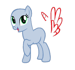 Size: 612x570 | Tagged: safe, artist:caecii, oc, oc only, earth pony, pony, g4, bald, base, earth pony oc, eyelashes, female, horn, mare, open mouth, raised hoof, simple background, smiling, solo, transparent background, wings