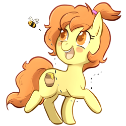 Size: 1024x1024 | Tagged: safe, artist:foxhatart, oc, oc:honey glow, bee, earth pony, insect, pony, chibi, female, mare, simple background, transparent background