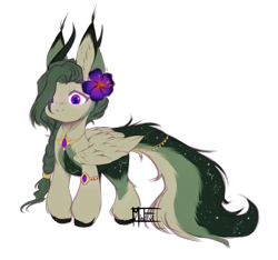 Size: 2504x2348 | Tagged: safe, artist:minelvi, oc, oc only, pegasus, pony, base used, big ears, braid, ear fluff, female, flower, flower in hair, hair over one eye, high res, jewelry, mare, necklace, pegasus oc, signature, simple background, solo, transparent background, unshorn fetlocks, wings