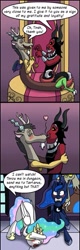 Size: 423x1315 | Tagged: safe, artist:black-nocturne, discord, lord tirek, princess celestia, princess luna, alicorn, centaur, draconequus, pony, taur, g4, cropped, gay, male, scorpan's necklace, shipping, tirekcord, varying degrees of want