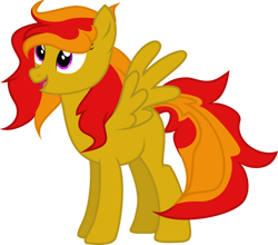 Size: 1024x900 | Tagged: safe, artist:sanybaby, oc, oc only, oc:sunrise flair, pegasus, pony, female, open mouth, simple background, smiling, solo, spread wings, transparent background, vector, wings