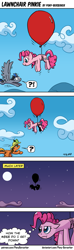 Size: 900x3029 | Tagged: safe, artist:pony-berserker, pinkie pie, oc, earth pony, pegasus, pony, g4, balloon, censored vulgarity, cloud, comic, female, floating, flying, mare, moon, pinkie pie is not amused, sky, speech bubble, then watch her balloons lift her up to the sky, thinking, unamused