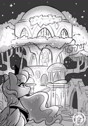 Size: 1535x2185 | Tagged: safe, artist:oofycolorful, princess luna, alicorn, pony, g4, fanfic art, monochrome, sparkly mane