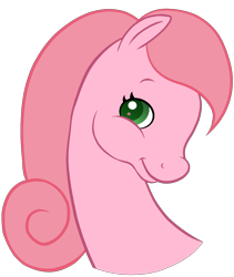 Size: 1176x1394 | Tagged: safe, artist:tanahgrogot, derpibooru exclusive, earth pony, pony, g2, aelita schaeffer, code lyoko, crossover, green eyes, looking at you, pink body, pink hair, ponified, simple background, smiling, solo, transparent background