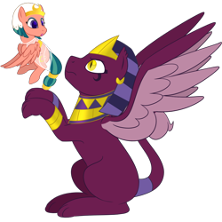 Size: 1200x1200 | Tagged: safe, alternate version, artist:enigmadoodles, somnambula, the sphinx, pegasus, pony, sphinx, g4, egyptian, egyptian headdress, egyptian pony, simple background, transparent background