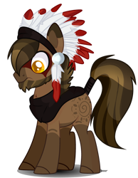 Size: 1280x1650 | Tagged: safe, artist:tired-horse-studios, oc, oc only, earth pony, pony, headdress, male, simple background, solo, stallion, transparent background