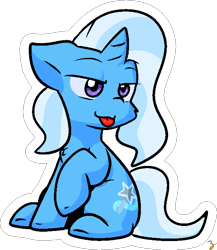 Size: 604x696 | Tagged: safe, artist:zutcha, trixie, pony, unicorn, g4, female, signature, simple background, sitting, solo, tongue out, transparent background