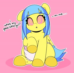 Size: 3958x3932 | Tagged: safe, artist:duckie, oc, oc only, oc:bubble "duckie" bath, pegasus, pony, abdl, adult foal, diaper, diaper fetish, eyebrows, eyebrows visible through hair, fetish, high res, hypnosis, looking at you, non-baby in diaper, solo, swirly eyes