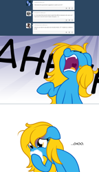 Size: 1280x2222 | Tagged: safe, artist:furrgroup, oc, oc only, oc:internet explorer, earth pony, pony, ask internet explorer, browser ponies, floppy ears, internet explorer, sneezing, solo