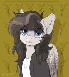 Size: 1860x2060 | Tagged: safe, artist:buy_some_apples, oc, pegasus, pony, :3, clothes, ear fluff, jacket, pegasus oc, wings