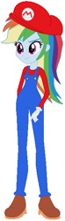 Size: 178x598 | Tagged: safe, artist:selenaede, artist:user15432, rainbow dash, human, equestria girls, g4, barely eqg related, base used, cap, clothes, cosplay, costume, crossover, gloves, hat, long sleeved shirt, long sleeves, male, maridash, mario, mario's hat, nintendo, overalls, red hat, shirt, shoes, solo, super mario bros., undershirt