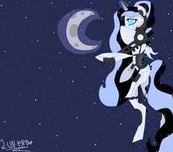 Size: 1600x1400 | Tagged: safe, artist:sajimex, oc, oc only, oc:lun-4r-bot, alicorn, pony, robot, robot pony, male, moon, night, solo, stallion