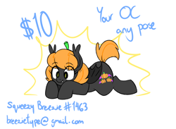 Size: 950x694 | Tagged: safe, artist:breezietype, oc, oc only, oc:pumpkin batch, bat pony, advertisement, commission info