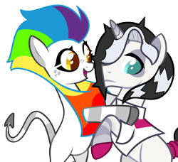 Size: 2388x2181 | Tagged: safe, artist:renhorse, oc, oc only, oc:sparklemane, bipedal, duo, female, high res, hug, male, mare, open mouth, sad, simple background, stallion, transparent background, vector