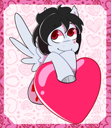 Size: 2000x2300 | Tagged: safe, artist:von babbitt, oc, oc only, oc:commissar junior, pegasus, pony, heart, high res, holiday, male, solo, valentine's day