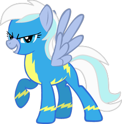 Size: 1290x1310 | Tagged: safe, artist:magicbases, artist:pegasski, oc, oc only, oc:silver syclone, pegasus, pony, g4, base used, clothes, female, mare, pegasus oc, simple background, smiling, smirk, solo, transparent background, uniform, wings, wonderbolts uniform