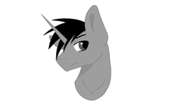 Size: 1024x656 | Tagged: safe, artist:ruchiyoto, oc, oc only, oc:black cross, pony, unicorn, edgy, male, simple background, solo, white background