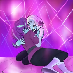 Size: 2048x2048 | Tagged: safe, artist:rapunzelights, starlight glimmer, trixie, human, equestria girls, g4, adora, catra, catradora, duo, eyes closed, female, high res, kiss on the lips, kissing, lesbian, reference, she-ra and the princesses of power, ship:startrix, shipping