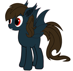 Size: 907x881 | Tagged: safe, artist:ruchiyoto, oc, oc only, oc:wyvern hoover, bat pony, pony, bat wings, edgy, fangs, female, mare, simple background, smiling, solo, white background, wings