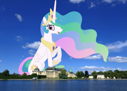 Size: 2503x1797 | Tagged: safe, artist:90sigma, princess celestia, alicorn, pony, g4, castle, crown, female, giant alicorn, giant pony, giantess, giantlestia, high res, highrise ponies, irl, jewelry, macro, mare, mega giant, photo, ponies in real life, regalia, story included, sweden