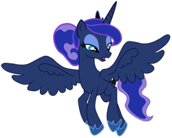 Size: 2060x1644 | Tagged: safe, artist:gmaplay, princess luna, alicorn, pony, g4, alternate hairstyle, flying, simple background, solo, transparent background