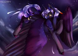 Size: 3000x2166 | Tagged: safe, artist:maximpy, oc, oc only, oc:cloudy night, pegasus, pony, female, high res, mare, night, solo