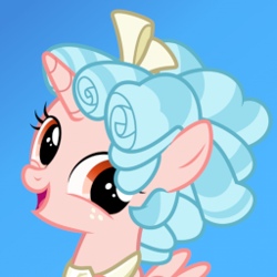 Size: 256x256 | Tagged: safe, artist:sollace, cozy glow, alicorn, pony, g4, alicornified, blue background, cozycorn, race swap, show accurate, simple background, solo