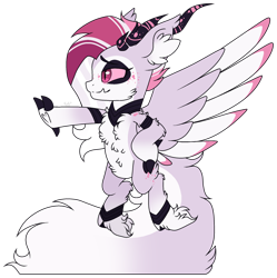 Size: 1280x1285 | Tagged: safe, artist:mintoria, oc, oc only, oc:blizzard queen, pegasus, pony, cloven hooves, female, horns, mare, simple background, solo, transparent background