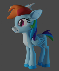 Size: 894x1080 | Tagged: safe, artist:dracagon, rainbow dash, deer, reindeer, g4, 3d, solo, species swap