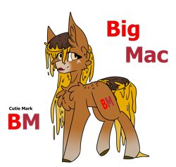 Size: 3390x3220 | Tagged: safe, artist:blue pines, artist:dipper-blue-pines, oc, oc only, oc:big mac, earth pony, pony, burger, female, food, hamburger, high res, mare, solo