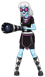 Size: 1696x2928 | Tagged: safe, artist:artemis-polara, photo finish, equestria girls, g4, boots, camera, clothes, female, open mouth, shirt, shoes, simple background, skirt, smiling, solo, telephoto zoom lens, transparent background