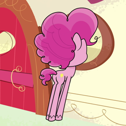 Size: 1080x1080 | Tagged: safe, screencap, pinkie pie, earth pony, pony, g4.5, my little pony: pony life, ponies of the moment, balloonbutt, butt, cropped, female, impossibly long legs, long legs, mare, plot, solo, wat