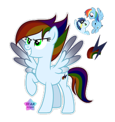 Size: 1080x1143 | Tagged: safe, artist:afterglory, rainbow dash, soarin', oc, oc:rainbow dark, pegasus, pony, g4, female, male, mare, offspring, parent:rainbow dash, parent:soarin', parents:soarindash, ship:soarindash, shipping, simple background, spread wings, straight, transparent background, wings