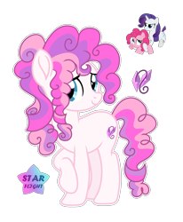 Size: 1794x2172 | Tagged: safe, artist:afterglory, pinkie pie, rarity, oc, oc only, earth pony, pony, g4, female, magical lesbian spawn, mare, offspring, parent:pinkie pie, parent:rarity, parents:raripie, solo