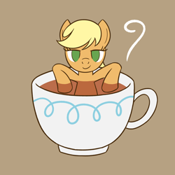 Size: 2000x2000 | Tagged: safe, artist:sazanamibd, applejack, earth pony, pony, g4, cup, food, high res, simple background, solo, tea, teacup