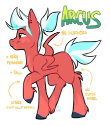 Size: 1080x1225 | Tagged: safe, artist:zymaani, oc, oc only, oc:arcus, pegasus, pony, colored hooves, ear piercing, featherless, hoof fluff, male, pegasus oc, piercing, raised hoof, reference sheet, smiling, solo, stallion, wings