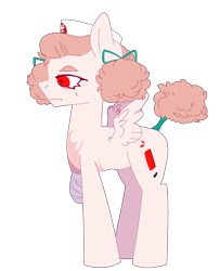 Size: 1096x1348 | Tagged: safe, artist:teafrown, oc, oc:calendula, pegasus, pony, amputee, female, hat, mare, missing leg, nurse hat, offspring, parent:bulk biceps, parent:fluttershy, parents:flutterbulk, scar, simple background, transparent background