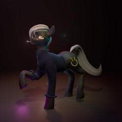 Size: 4000x4000 | Tagged: safe, artist:queen-razlad, oc, oc only, oc:napersnik, earth pony, pony, 3d, cigarette, clothes, dark, looking at you, night, shirt, solo, standing