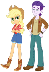 Size: 1650x2402 | Tagged: safe, artist:imperfectxiii, artist:maretrick, artist:mlgskittles, edit, edited edit, editor:slayerbvc, vector edit, applejack, dirk thistleweed, accountibilibuddies, equestria girls, equestria girls series, spoiler:choose your own ending (season 2), spoiler:eqg series (season 2), accountibilibuddies: rainbow dash, appledirk, applejack's hat, boots, braless, breasts, cleavage, clothes, cowboy boots, cowboy hat, crossed arms, denim shorts, female, front knot midriff, hand on hip, hat, jacket, jeans, male, midriff, pants, sfw edit, shipping, shirt, shoes, shorts, simple background, stetson, straight, transparent background, vector, wristband