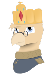 Size: 1146x1562 | Tagged: safe, artist:tiviyl, oc, oc only, oc:grover vi, griffon, equestria at war mod, crown, glasses, jewelry, regalia, simple background, solo, transparent background