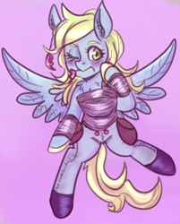 Size: 964x1199 | Tagged: safe, artist:mimiporcellini, derpy hooves, pegasus, pony, g4, clothes, one eye closed, wink